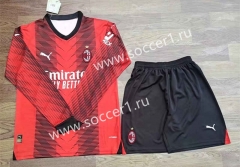 2023-2024 AC Milan Home Red&Black LS Soccer Uniform-709