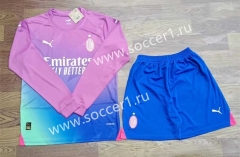 2023-2024 AC Milan 2nd Away Pink LS Soccer Uniform-709