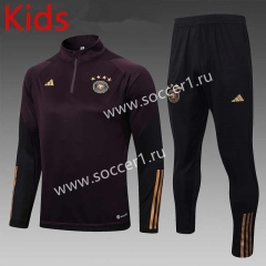 2022-2023 Germany Dark Brown Kids/Youth Soccer Tracksuit-815