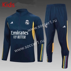 2023-2024 Real Madrid Royal Blue Kids/Youth Soccer Tracksuit-815