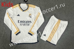 2023-2024 Real Madrid Home White Kids/Youth LS Soccer Uniform-6748