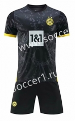 (Without Brand Logo) 2023-2024 Borussia Dortmund Away Black Soccer Uniform-1506