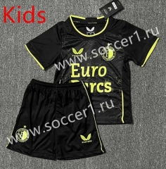 2023-2024 Feyenoord Rotterdam 3rd Away Black Kid/Youth Soccer Uniform-DD1