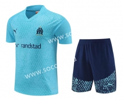 2023-2024 Olympique de Marseille Lake Blue Thailand Soccer Uniform-4627