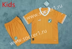 2023-2024 Ivory Coast Home Orange Kids/Youth Soccer Unifrom-3454