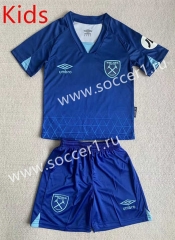 2023-24 West Ham United 2nd Away Blue Kids/Youth Soccer Uniform-AY