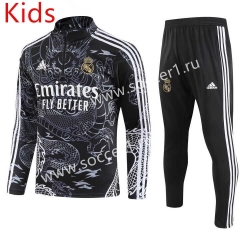 2023-2024 Real Madrid Special Version Black Kids/Youth Soccer Tracksuit-GDP