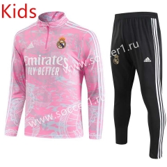 2023-2024 Real Madrid Special Version Pink Kids/Youth Soccer Tracksuit-GDP