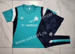 2023-2024 Olympique de Marseille Lake Blue Short-sleeved Thailand Soccer Tracksuit-815