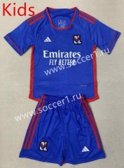 2023-24 Olympique Lyonnais Away Blue Kids/Youth Soccer Uniform-507