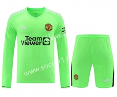 2023-24 Manchester United Goalkeeper Fluorescent Green LS Thailand Soccer Uniform AAA-418