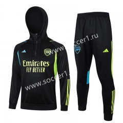 2023-24 Arsenal Black Thailand Soccer Tracksuit With Hat-815