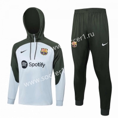 2023-2024 Barcelona Light Grey Thailand Soccer Tracksuit With Hat-815