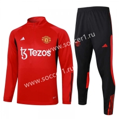 2023-24 Manchester United Red Thailand Soccer Tracksuit-815