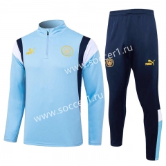 2023-2024 Manchester City Light Blue Thailand Soccer Tracksuit Uniform-815