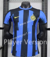 Player Version (No sponsor ad) 2023-2024 Inter Milan Home Blue&Black Thailand Soccer Jersey AAA-888
