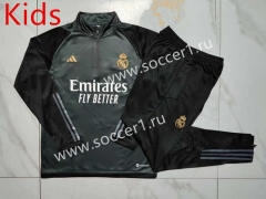 2023-2024 Real Madrid Dark Gray Kids/Youth Soccer Tracksuit-815