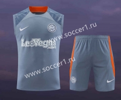 2023-2024 Inter Milan Grey Thailand Training Soccer Vest Uniform-418