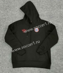 (S-3XL) 2023-2024 Bayern München Black Thailand Soccer Tracksuit Top With Hat-CS