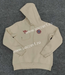 (S-3XL) 2023-2024 Bayern München Light Yellow Thailand Soccer Tracksuit Top With Hat-CS