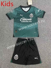 2023-2024 Deportivo Guadalajara 2nd Away Green Kid/Youth Soccer Unifrom-2386