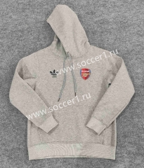 (S-3XL) 2023-2024 Arsenal Gray Thailand Soccer Tracksuit Top With Hat-CS