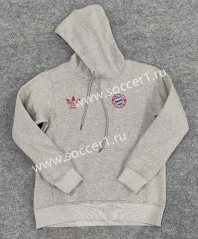(S-3XL) 2023-2024 Bayern München Gray Thailand Soccer Tracksuit Top With Hat-CS