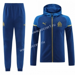 2023-2024 Olympique Marseille Camouflage Blue Thailand Soccer Jacket Uniform With Hat-LH