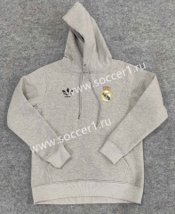 (S-3XL) 2023-2024 Real Madrid Gray Thailand Soccer Tracksuit Top With Hat-CS