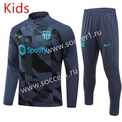 2023-2024 Barcelona Special Version Gray Kid-Youth Soccer Tracksuit -GDP