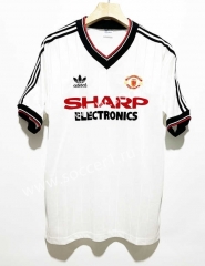 Retro Version 82-83 Manchester United Away White Soccer Jersey AAA-7505