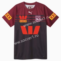 2024 QLD Maroons Black&Red Thailand Rugby Shirt