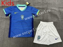 2024-2025 Brazil Away Blue Kid/Youth Soccer Uniform-1506