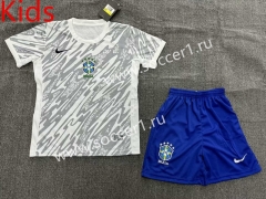 2024-2025 Brazil Grey&White Kid/Youth Soccer Uniform-1506