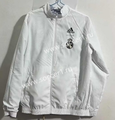 (S-3XL) 2024-25 Real Madrid White Reversible Thailand Trench Coats -0255