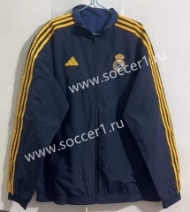 (S-3XL) 2024-25 Real Madrid Royal Blue Reversible Thailand Trench Coats -0255