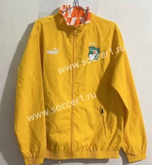 (S-3XL) 2024-2025 Ivory Coast Yellow Reversible Thailand Soccer Trench Coat-0255
