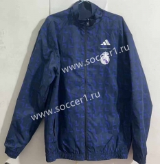 (S-3XL) 2024-25 Real Madrid Blue&Purple Reversible Thailand Trench Coats -0255