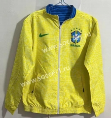 (S-3XL) 2024-2025 Brazil Home Yellow Reversible Trench Coats-0255