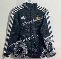(S-3XL) 2024-25 Real Madrid Dragon Design Black Reversible Thailand Trench Coats -0255