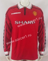 Retro Version 1998-2000 Manchester United Home Red LS Thailand Soccer Jersey AAA-503