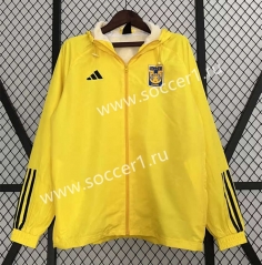 (S-3XL) 2024-25 Tigres UANL Yellow Thailand Trench Coats With hat-0255
