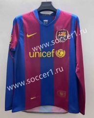 Retro Version 07-08 Barcelona Home Red&Blue LS Thailand Soccer Jersey AAA-9268