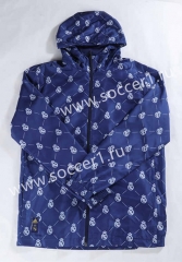 (S-3XL) 2024-2025 Real Madrid Blue Full Body Team Logo Thailand Trench Coat With Hat-0255