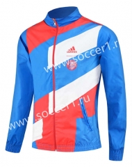 (S-3XL) 2024-2025 Bayern München Blue Embroidery Reversible Trench Coats -0255