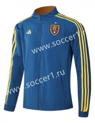 (S-3XL) 2024-2025 Real Salt Lake Blue&Yellow Reversible Thailand Trench Coats -0255