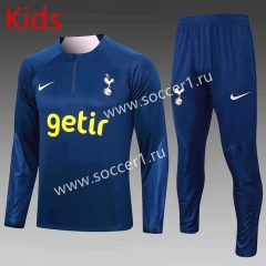 2023-2024 Tottenham Hotspur Royal Blue Kids/Youth Soccer Tracksuit-815