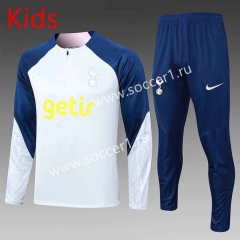 2023-2024 Tottenham Hotspur Light Grey Kids/Youth Soccer Tracksuit-815