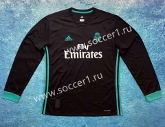Retro Version 17-18 Real Madrid Away Black LS Thailand Soccer Jersey AAA-6590
