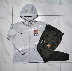 2023-2024 Barcelona Light Gray Thailand Soccer Jacket Uniform With Hat-815